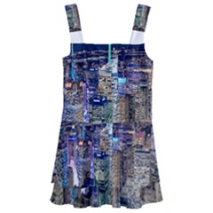 New York Manhattan Night Building Kids  Layered Skirt Swimsuit by Wegoenart