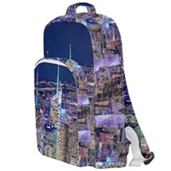 New York Manhattan Night Building Double Compartment Backpack