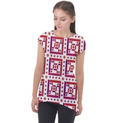 Background Abstract Square Cap Sleeve High Low Top