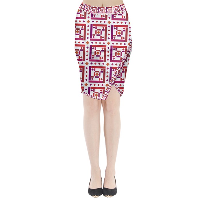 Background Abstract Square Midi Wrap Pencil Skirt