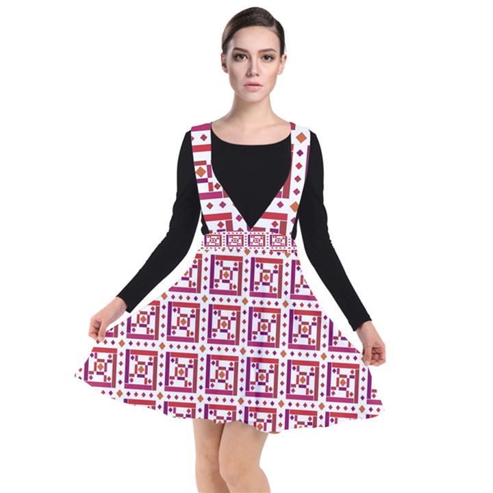 Background Abstract Square Plunge Pinafore Dress