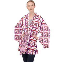 Background Abstract Square Velvet Kimono Robe