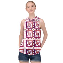 Background Abstract Square High Neck Satin Top