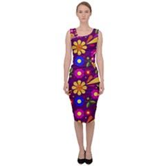 Pattern Illustration Background Sleeveless Pencil Dress