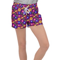 Pattern Illustration Background Women s Velour Lounge Shorts