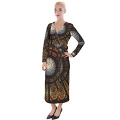 Art Ceiling Dome Pattern Velvet Maxi Wrap Dress