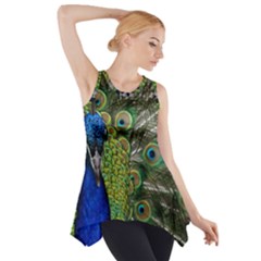 Peacock Close Up Plumage Bird Head Side Drop Tank Tunic by Wegoenart