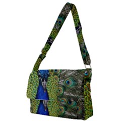 Peacock Close Up Plumage Bird Head Full Print Messenger Bag by Wegoenart