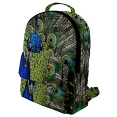 Peacock Close Up Plumage Bird Head Flap Pocket Backpack (small)