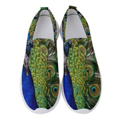 Peacock Close Up Plumage Bird Head Women s Slip On Sneakers