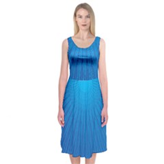 Blue Rays Background Image Midi Sleeveless Dress by Wegoenart