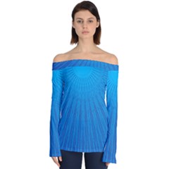 Blue Rays Background Image Off Shoulder Long Sleeve Top