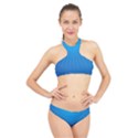 Blue Rays Background Image High Neck Bikini Set View1