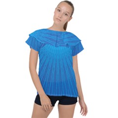 Blue Rays Background Image Ruffle Collar Chiffon Blouse