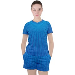 Blue Rays Background Image Women s Tee And Shorts Set