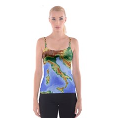 Italy Alpine Alpine Region Map Spaghetti Strap Top by Wegoenart