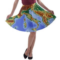 Italy Alpine Alpine Region Map A-line Skater Skirt by Wegoenart