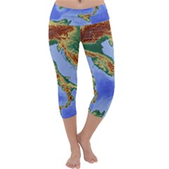 Italy Alpine Alpine Region Map Capri Yoga Leggings by Wegoenart