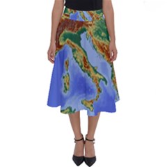 Italy Alpine Alpine Region Map Perfect Length Midi Skirt by Wegoenart