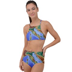 Italy Alpine Alpine Region Map High Waist Tankini Set