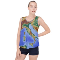 Italy Alpine Alpine Region Map Bubble Hem Chiffon Tank Top