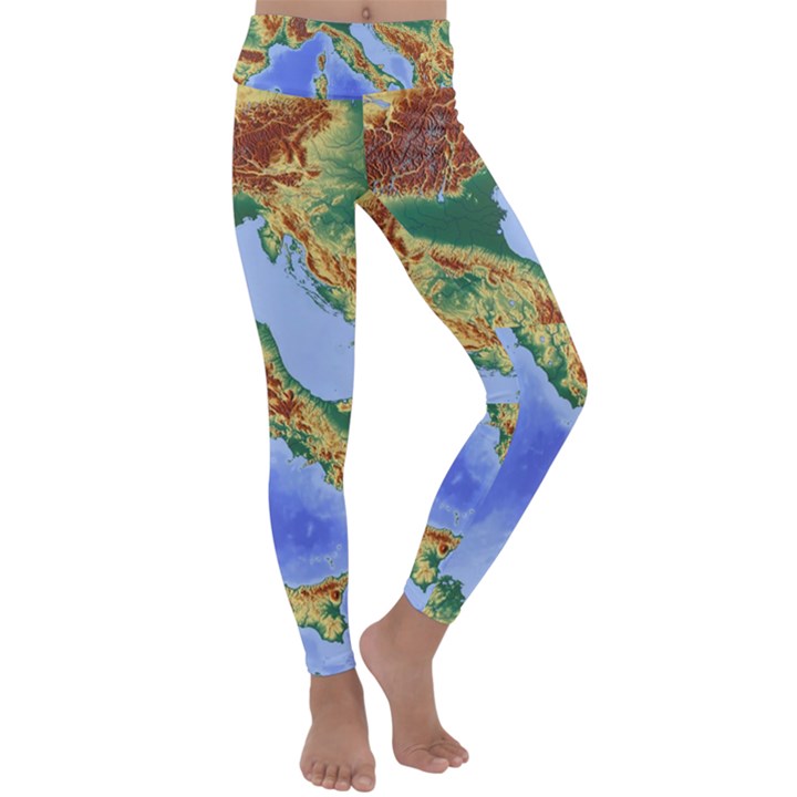 Italy Alpine Alpine Region Map Kids  Lightweight Velour Classic Yoga Leggings