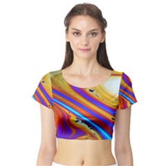 Soap Bubble Color Colorful Short Sleeve Crop Top by Wegoenart