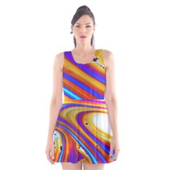 Soap Bubble Color Colorful Scoop Neck Skater Dress by Wegoenart