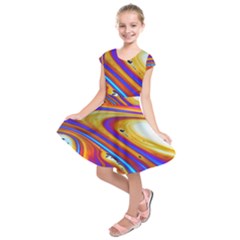 Soap Bubble Color Colorful Kids  Short Sleeve Dress by Wegoenart