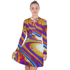 Soap Bubble Color Colorful Long Sleeve Panel Dress by Wegoenart