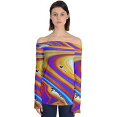 Soap Bubble Color Colorful Off Shoulder Long Sleeve Top by Wegoenart