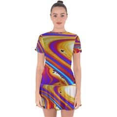 Soap Bubble Color Colorful Drop Hem Mini Chiffon Dress by Wegoenart