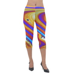 Soap Bubble Color Colorful Lightweight Velour Capri Leggings  by Wegoenart