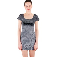 Abstract Ice Frost Crystals Frozen Short Sleeve Bodycon Dress by Wegoenart