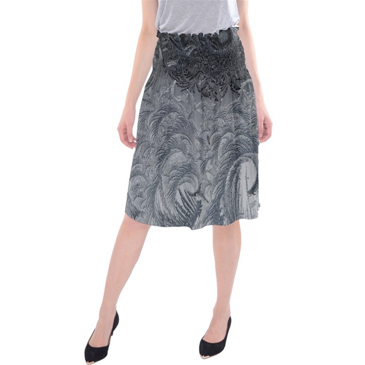 Abstract Ice Frost Crystals Frozen Midi Beach Skirt