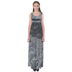 Abstract Ice Frost Crystals Frozen Empire Waist Maxi Dress by Wegoenart