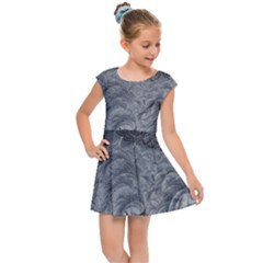 Abstract Ice Frost Crystals Frozen Kids  Cap Sleeve Dress by Wegoenart