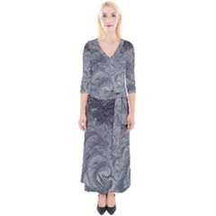 Abstract Ice Frost Crystals Frozen Quarter Sleeve Wrap Maxi Dress by Wegoenart