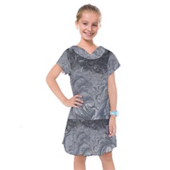 Abstract Ice Frost Crystals Frozen Kids  Drop Waist Dress by Wegoenart