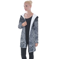 Abstract Ice Frost Crystals Frozen Longline Hooded Cardigan by Wegoenart