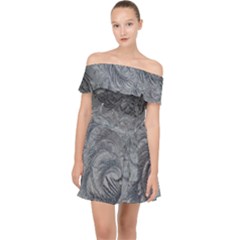 Abstract Ice Frost Crystals Frozen Off Shoulder Chiffon Dress by Wegoenart