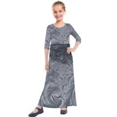 Abstract Ice Frost Crystals Frozen Kids  Quarter Sleeve Maxi Dress by Wegoenart