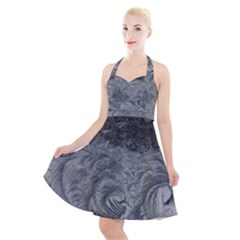 Abstract Ice Frost Crystals Frozen Halter Party Swing Dress  by Wegoenart