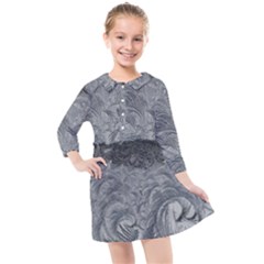 Abstract Ice Frost Crystals Frozen Kids  Quarter Sleeve Shirt Dress by Wegoenart