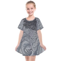 Abstract Ice Frost Crystals Frozen Kids  Smock Dress by Wegoenart