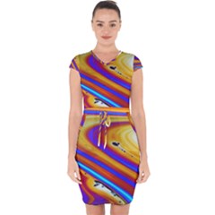 Abstract Architecture Background Capsleeve Drawstring Dress  by Wegoenart