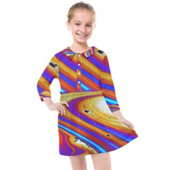 Abstract Architecture Background Kids  Quarter Sleeve Shirt Dress by Wegoenart