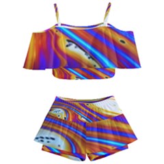 Abstract Architecture Background Kids  Off Shoulder Skirt Bikini