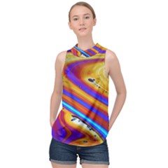 Abstract Architecture Background High Neck Satin Top