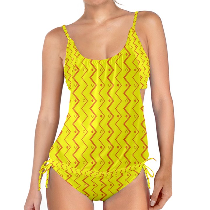 Yellow Background Abstract Tankini Set